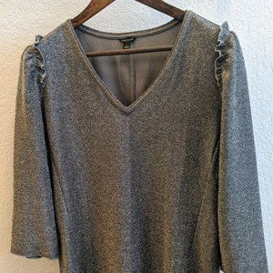Ann Taylor Metallic Blouse with Puffed Sleeves